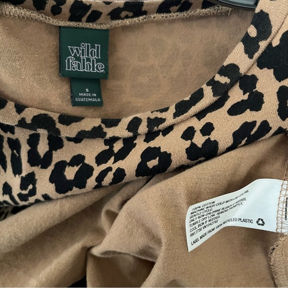 Wild Fable Leopard Print T-Shirt Women's Size S Brown Short Sleeve Boxy Top - Picture 6 of 7
